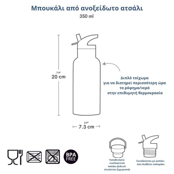 A lLittle Lovely Company Μπουκάλι με διπλό τοίχωμα από ανοξείδωτο ατσάλι 350ml - Animal Friends DBSSAF87 - Καινοτόμα  στο Oneirokosmos