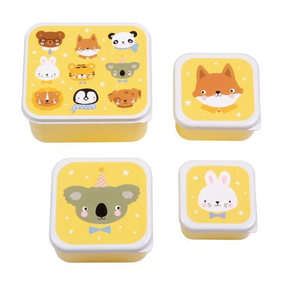 A Little Lovely Company Σετ 4 Δοχεία Φαγητού Lunch & Snack Box Animal Friends SBSEAF81 - Σετ Φαγητού, Μπολάκια, Πιατάκια Φαγητού στο Oneirokosmos