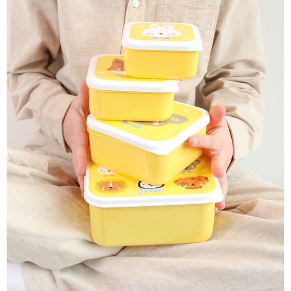 A Little Lovely Company Σετ 4 Δοχεία Φαγητού Lunch & Snack Box Animal Friends SBSEAF81 - Σετ Φαγητού, Μπολάκια, Πιατάκια Φαγητού στο Oneirokosmos