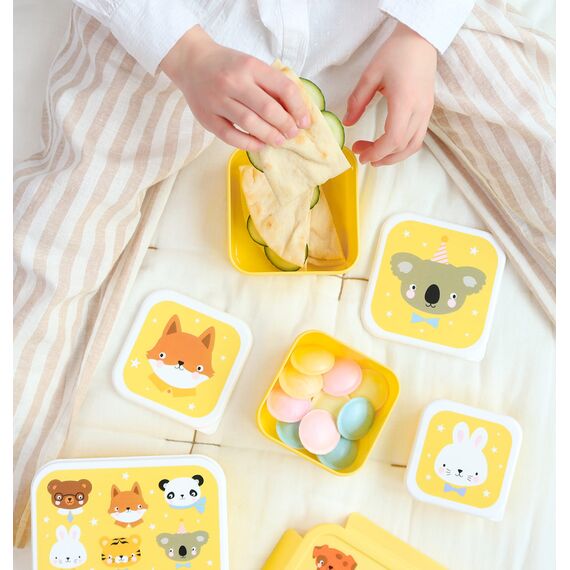 A Little Lovely Company Σετ 4 Δοχεία Φαγητού Lunch & Snack Box Animal Friends SBSEAF81 - Σετ Φαγητού, Μπολάκια, Πιατάκια Φαγητού στο Oneirokosmos