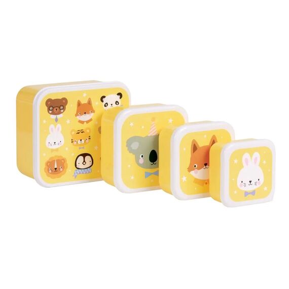 A Little Lovely Company Σετ 4 Δοχεία Φαγητού Lunch & Snack Box Animal Friends SBSEAF81 - Σετ Φαγητού, Μπολάκια, Πιατάκια Φαγητού στο Oneirokosmos