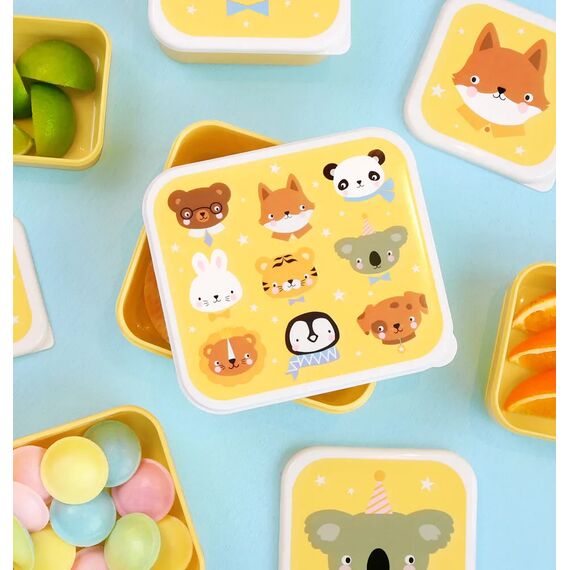 A Little Lovely Company Σετ 4 Δοχεία Φαγητού Lunch & Snack Box Animal Friends SBSEAF81 - Σετ Φαγητού, Μπολάκια, Πιατάκια Φαγητού στο Oneirokosmos