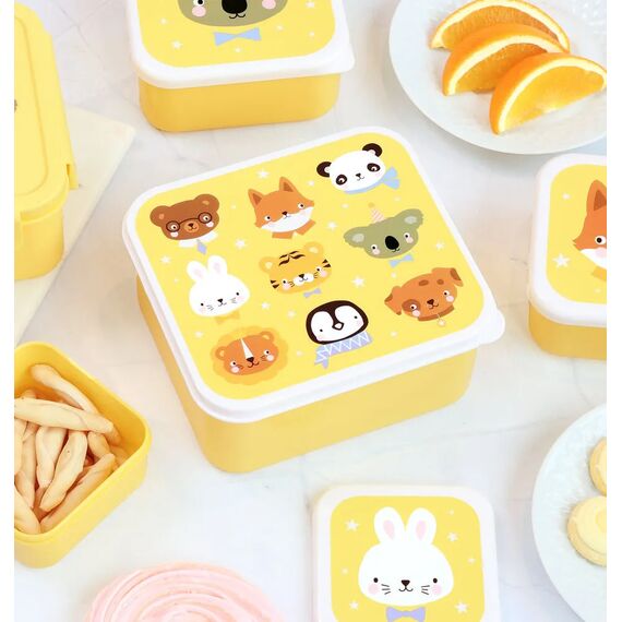 A Little Lovely Company Σετ 4 Δοχεία Φαγητού Lunch & Snack Box Animal Friends SBSEAF81 - Σετ Φαγητού, Μπολάκια, Πιατάκια Φαγητού στο Oneirokosmos