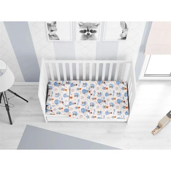 Dimcol Σετ Βρεφικά Σεντόνια Κούνιας 3τμχ 100% Cotton Bebe Reach the stars 191 120X160 Sky blue - Σεντόνια Κούνιας στο Oneirokosmos