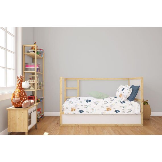 Dimcol Σετ Βρεφικά Σεντόνια Κούνιας 3τμχ 100% Cotton Bebe Rainbow 574 120X160 White-Blue - Σεντόνια Κούνιας στο Oneirokosmos