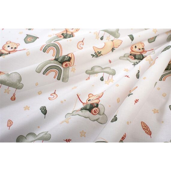 Dimcol Πάνα Αγκαλιάς Χασέ Cotton 100% 80x80 εκ. Cloudy Bear 581 White-Olive - Πάνες-Λαβέτες-Σελτέδες στο Oneirokosmos