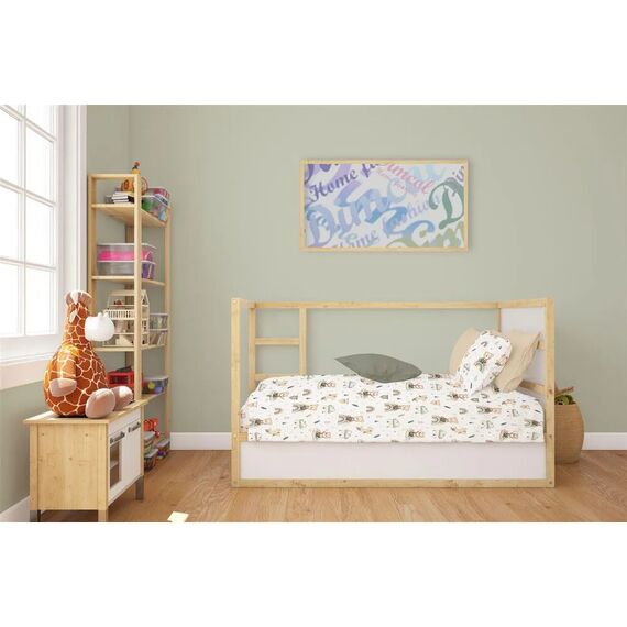 Dimcol Σετ Βρεφικά Σεντόνια Κούνιας 3τμχ 100% Cotton Bebe Cloudy Bear 581 120X160  White-Olive - Σεντόνια Κούνιας στο Oneirokosmos