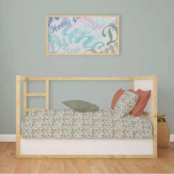 Dimcol Σετ Βρεφικά Σεντόνια Κούνιας 3τμχ 100% Cotton Bebe Fox 528  120X160  Pale Cyan - Σεντόνια Κούνιας στο Oneirokosmos