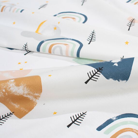 Dimcol Σετ Βρεφικά Σεντόνια Κούνιας 3τμχ 100% Cotton Bebe Rainbow 574 120X160 White-Blue - Σεντόνια Κούνιας στο Oneirokosmos