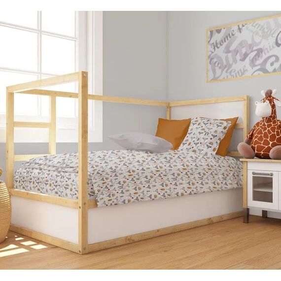 Dimcol Σετ Βρεφικά Σεντόνια Κούνιας 3τμχ 100% Cotton Bebe Fox 527 120X160 Grey - Σεντόνια Κούνιας στο Oneirokosmos
