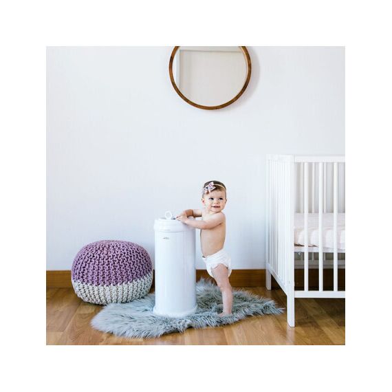 Ubbi: Κάδος για πάνες από ατσάλι με κλειδαριά ασφαλείας White UB-10000 - Προϊόντα υγιεινής φροντίδας στο Oneirokosmos