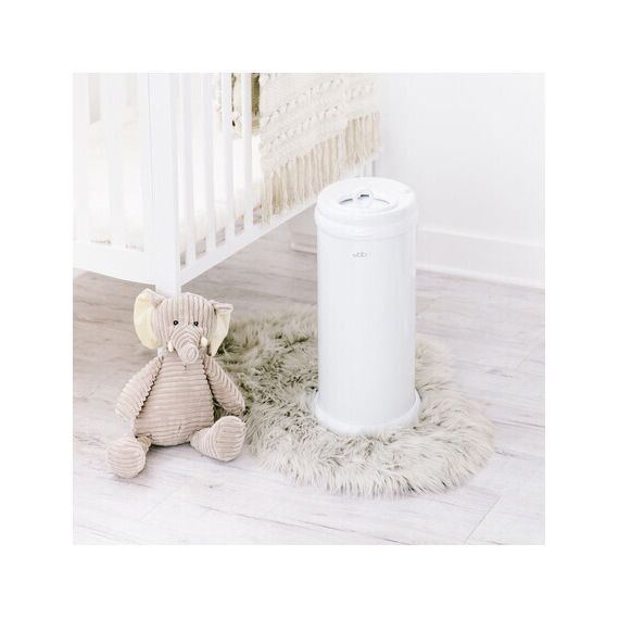 Ubbi: Κάδος για πάνες από ατσάλι με κλειδαριά ασφαλείας White UB-10000 - Προϊόντα υγιεινής φροντίδας στο Oneirokosmos