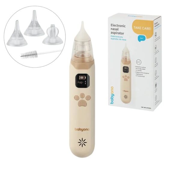 Babyono Ηλεκτρικός ρινικός αποφρακτήρας μύτης- 3 επίπεδα έντασης & αθόρυβη λειτουργία Μπεζ BN1470/01 - Προϊόντα υγιεινής φροντίδας στο Oneirokosmos