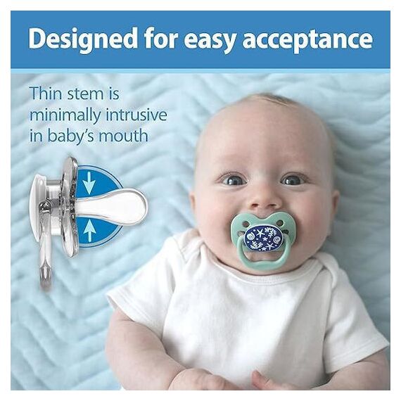 Dr. Brown's πιπίλα Advantage Night πιπίλα Σιλικόνης, Blue  0-6m  2τμχ PA12004 - Πιπίλες στο Oneirokosmos