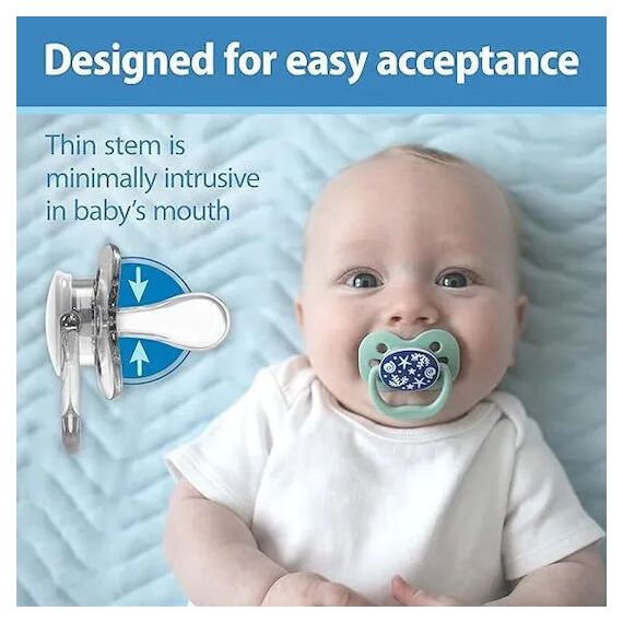 Dr. Brown's πιπίλα Advantage Night πιπίλα Σιλικόνης, Blue  0-6m  2τμχ PA12004 - Πιπίλες στο Oneirokosmos