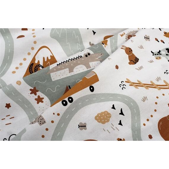 Dimcol Σετ Βρεφικά Σεντόνια Κούνιας 3τμχ Cotton 100% Countryside 120x160 εκ.  580 White-Mint - Σεντόνια Κούνιας στο Oneirokosmos