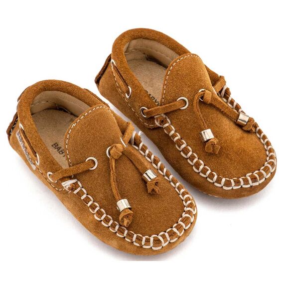 Babywalker Καστόρινο Δετό Μοκασίνι BW4139 Ταμπά - Βαπτιστικό Παπούτσι για Αγόρι στο Oneirokosmos