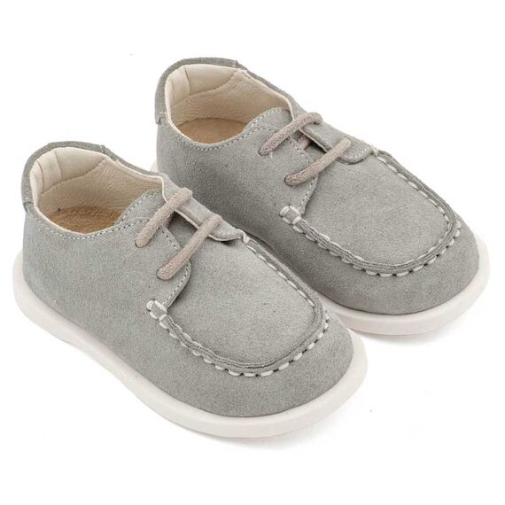 Babywalker Καστόρινο Δετό Μοκασίνι BW4315 Γκρι - Βαπτιστικό Παπούτσι για Αγόρι στο Oneirokosmos