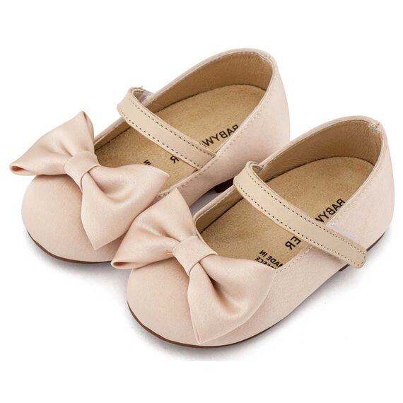 Babywalker Γοβάκι Μονή Μπαρέτα με Σατέν Φιόγκο  BW4870 Μπεζ - Βαπτιστικό Παπούτσι για Κορίτσι στο Oneirokosmos