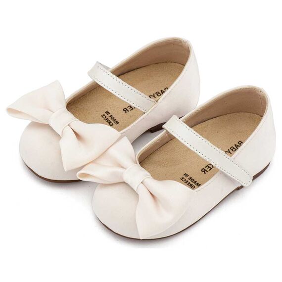 Babywalker Γοβάκι Μονή Μπαρέτα με Σατέν Φιόγκο  BW4870 Εκρού - Βαπτιστικό Παπούτσι για Κορίτσι στο Oneirokosmos