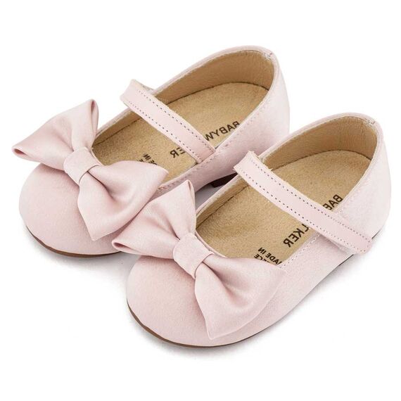 Babywalker Γοβάκι Μονή Μπαρέτα με Σατέν Φιόγκο  BW4870 Ροζ - Βαπτιστικό Παπούτσι για Κορίτσι στο Oneirokosmos
