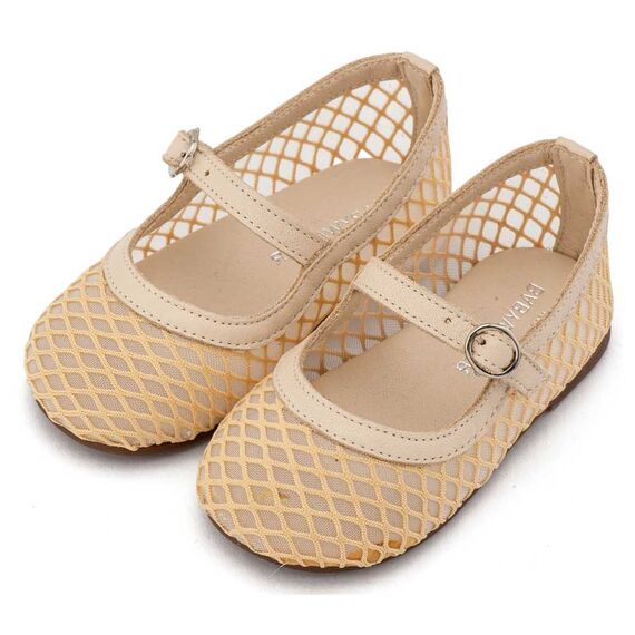 Babywalker Γοβάκι Μονή Μπαρέτα με Δίχτυ BW4881 Μπεζ - Βαπτιστικό Παπούτσι για Κορίτσι στο Oneirokosmos