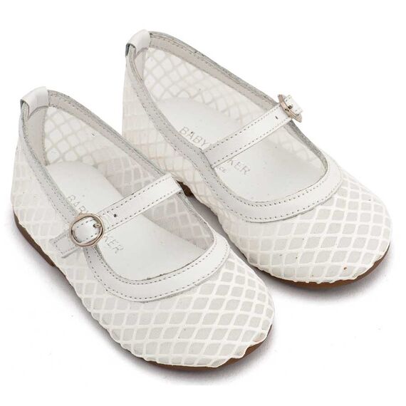 Babywalker Γοβάκι Μονή Μπαρέτα με Δίχτυ BW4881 Λευκό - Βαπτιστικό Παπούτσι για Κορίτσι στο Oneirokosmos