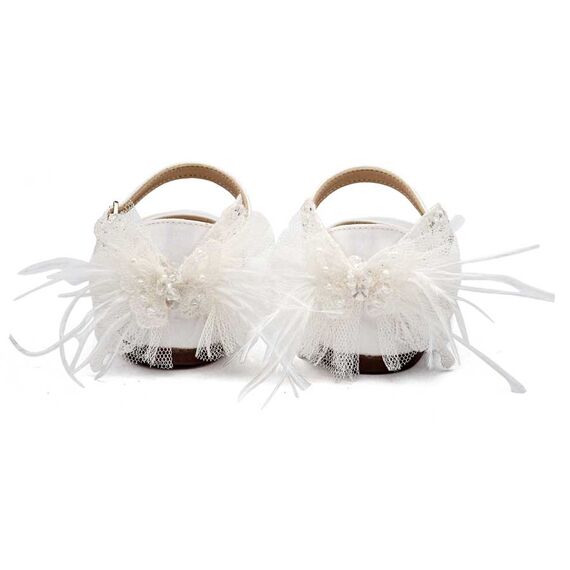 Babywalker Γαλλικό Γοβάκι με Διακοσμημένη Φτέρνα Πεταλούδα BW4891 Λευκό - Βαπτιστικό Παπούτσι για Κορίτσι στο Oneirokosmos