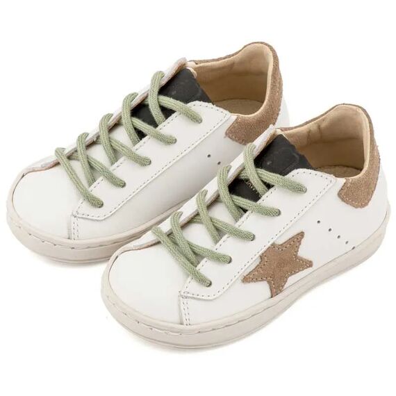 Babywalker Τρίχρωμο Sneaker Δετό EXC5315  Λευκό Μπεζ Μέντα - Βαπτιστικό Παπούτσι για Αγόρι στο Oneirokosmos