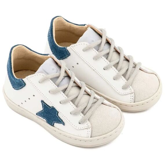 Babywalker Τρίχρωμο Sneaker Δετό EXC5315  Λευκό Μπλε Ρουά Γκρι - Βαπτιστικό Παπούτσι για Αγόρι στο Oneirokosmos