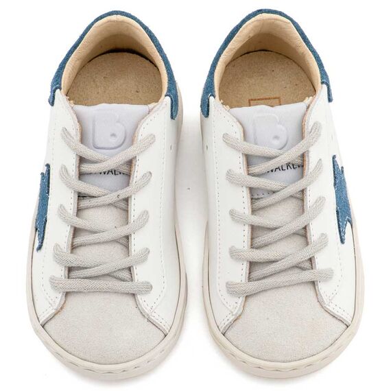 Babywalker Τρίχρωμο Sneaker Δετό EXC5315  Λευκό Μπλε Ρουά Γκρι - Βαπτιστικό Παπούτσι για Αγόρι στο Oneirokosmos