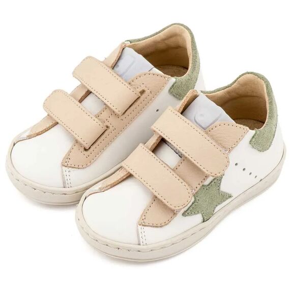 Babywalker Τρίχρωμο Sneaker Διπλό Χρατς EXC5316  Λευκό Εκρού Μέντα - Βαπτιστικό Παπούτσι για Αγόρι στο Oneirokosmos