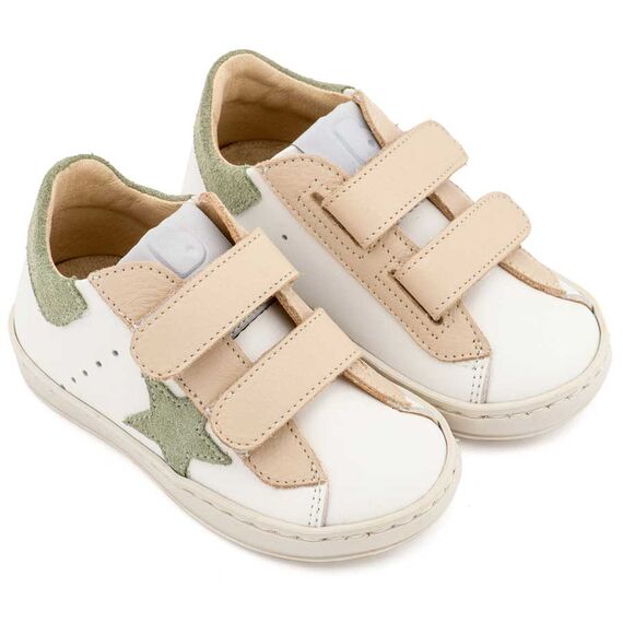 Babywalker Τρίχρωμο Sneaker Διπλό Χρατς EXC5316  Λευκό Εκρού Μέντα - Βαπτιστικό Παπούτσι για Αγόρι στο Oneirokosmos