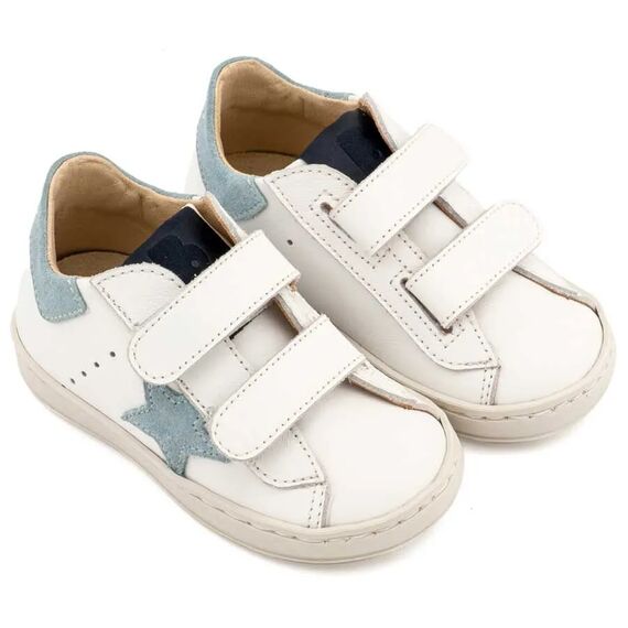 Babywalker Τρίχρωμο Sneaker Διπλό Χρατς EXC5316  Λευκό Σιέλ - Βαπτιστικό Παπούτσι για Αγόρι στο Oneirokosmos