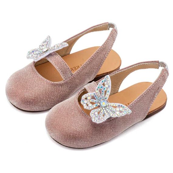 Babywalker Γαλλικό Σαμπό Διακοσμημένο με Στρασένια Πεταλούδα στο Πλάι EXC5881 Ροζ - Βαπτιστικό Παπούτσι για Κορίτσι στο Oneirokosmos