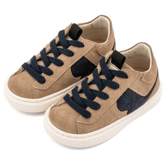 Babywalker Δίχρωμο Sneaker Δετό EXC8002 Μπεζ Μπλε - Βαπτιστικό Παπούτσι για Αγόρι στο Oneirokosmos