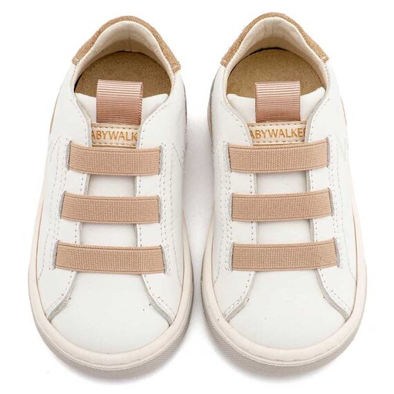 Babywalker Sneaker Παντοφλέ με Λαστιχάκια EXC8005 Λευκό Μπεζ - Βαπτιστικό Παπούτσι για Αγόρι στο Oneirokosmos