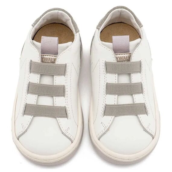 Babywalker Sneaker Παντοφλέ με Λαστιχάκια EXC8005 Λευκό Γκρι - Βαπτιστικό Παπούτσι για Αγόρι στο Oneirokosmos