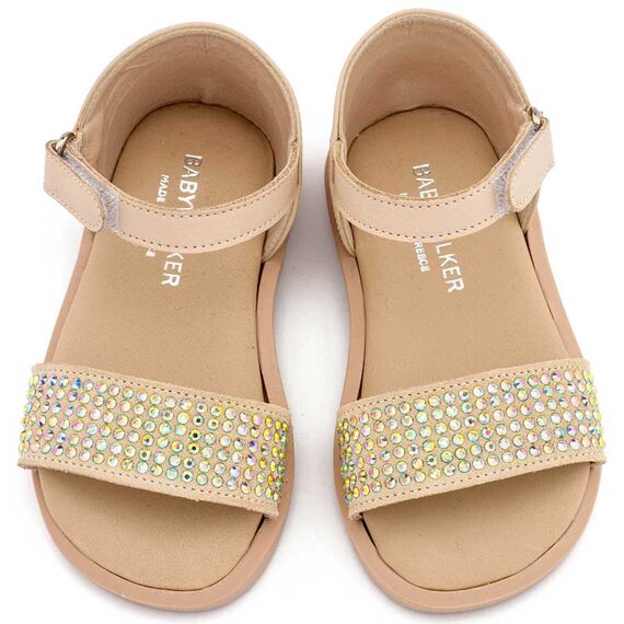 Babywalker Πέδιλο Διακοσμημένο με Στρας  LU6133 Μπεζ - Βαπτιστικό Παπούτσι για Κορίτσι στο Oneirokosmos