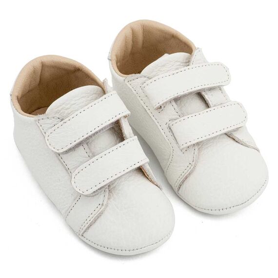Babywalker Δερμάτινο Σνικερ με Χρατς MI1136 Λευκό - Βαπτιστικό Παπούτσι για Αγόρι στο Oneirokosmos
