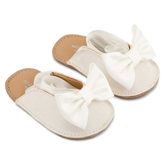 Babywalker Γαλλικό Σαμπό με Σατέν Φιόγκο  MI1661 Λευκό - Βαπτιστικό Παπούτσι για Κορίτσι στο Oneirokosmos