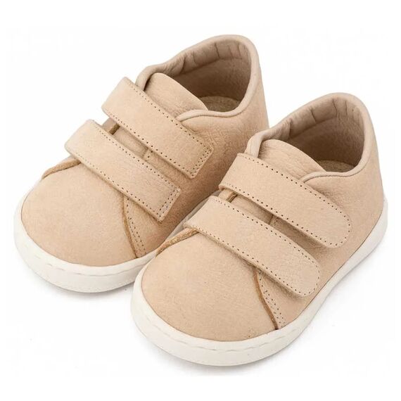 Babywalker Sneakers Διπλή Μπαρέτα Χρατς PRI2090 Μπεζ - Βαπτιστικό Παπούτσι για Αγόρι στο Oneirokosmos