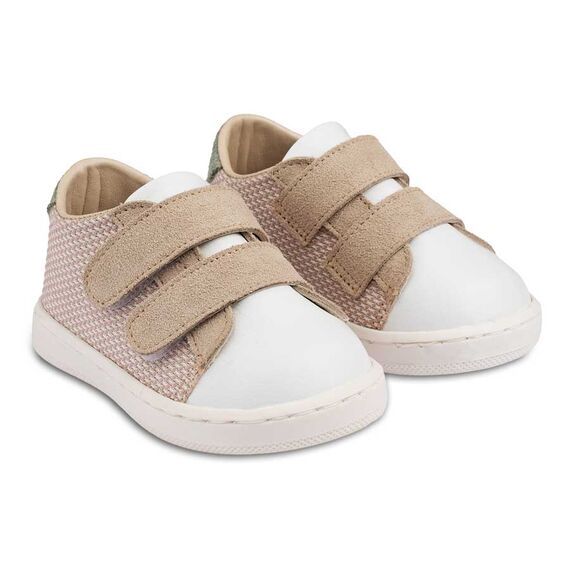 Babywalker Sneakers  Διπλή Μπαρέτα Χρατς PRI2104 Μπεζ Λευκό Μέντα - Βαπτιστικό Παπούτσι για Αγόρι στο Oneirokosmos