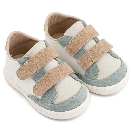 Babywalker Τρίχρωμο Sneakers Διπλή Μπαρέτα Χρατς PRI2125 Λευκό Μίνεραλ Μπεζ - Βαπτιστικό Παπούτσι για Αγόρι στο Oneirokosmos