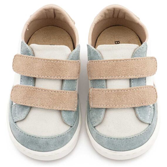 Babywalker Τρίχρωμο Sneakers Διπλή Μπαρέτα Χρατς PRI2125 Λευκό Μίνεραλ Μπεζ - Βαπτιστικό Παπούτσι για Αγόρι στο Oneirokosmos