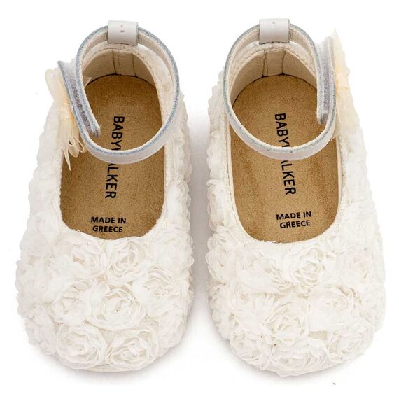 Babywalker Μπαλαρίνα Διακοσμημένη με Chiffon Λουλούδια PRI2654 Λευκό - Βαπτιστικό Παπούτσι για Κορίτσι στο Oneirokosmos