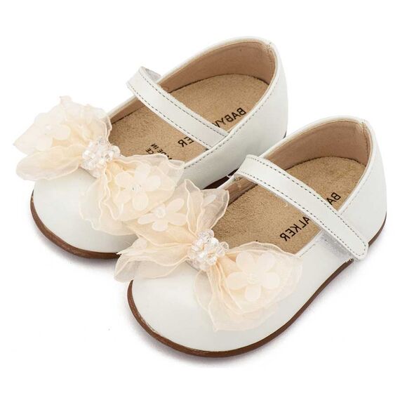 Babywalker Γοβάκι Μονή Μπαρέτα Φιογκάκι Οργάντζας PRI2659 Εκρού - Βαπτιστικό Παπούτσι για Κορίτσι στο Oneirokosmos