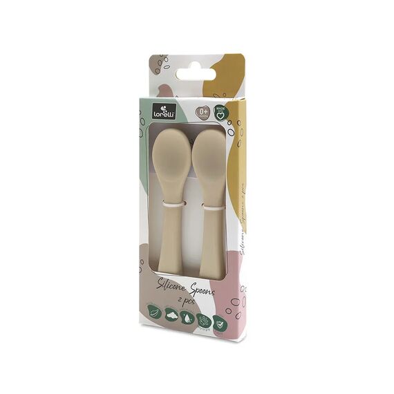 Lorelli Σετ Κουτάλια Σιλικόνης 2τμχ. Beige 10230690005 - Κουταλάκια, Πηρουνάκια στο Oneirokosmos