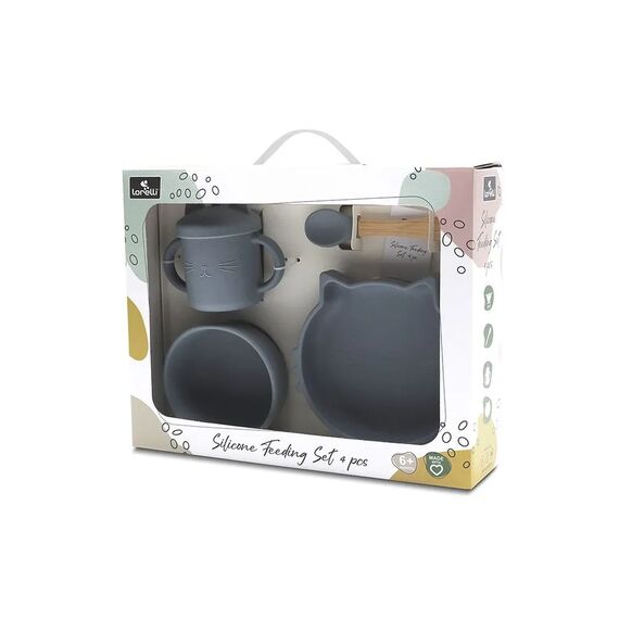 Lorelli Σετ Φαγητού Σιλικόνης 4τμχ. Grey 10230700003 - Σετ Φαγητού, Μπολάκια, Πιατάκια Φαγητού στο Oneirokosmos