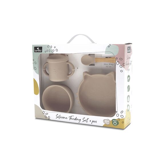 Lorelli Σετ Φαγητού Σιλικόνης 4τμχ. Beige 10230700005 - Σετ Φαγητού, Μπολάκια, Πιατάκια Φαγητού στο Oneirokosmos